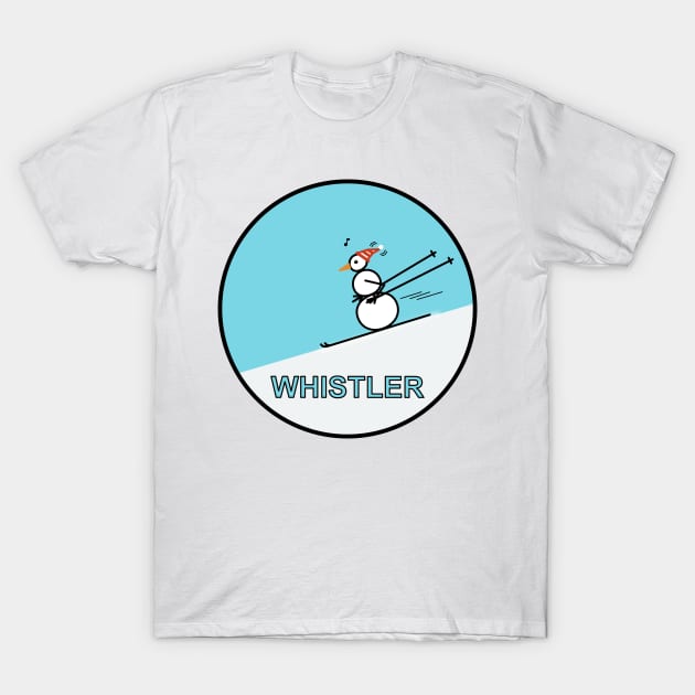 Frosty the Snowman skiing in Whistler. T-Shirt by Musings Home Decor